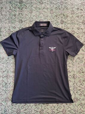 G/FORE Black Men's Performance Polo with Embroidered City of Angels